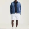Veste à coutures couture en denim bleu foncé Veste à coutures couture en denim bleu foncé