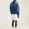 Veste à coutures couture en denim bleu foncé Veste à coutures couture en denim bleu foncé
