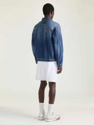 Veste à coutures couture en denim bleu foncé