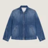 Veste à coutures couture en denim bleu foncé Veste à coutures couture en denim bleu foncé