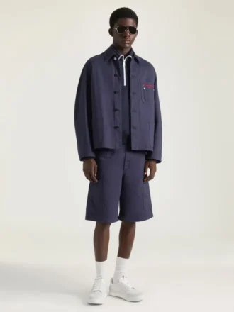 Veste à coutures couture en denim brodé « Givenchy Paris »