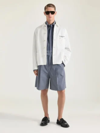 Veste à coutures couture en denim brodé « Givenchy Paris »