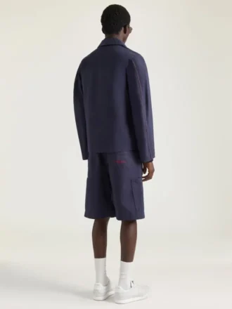 Veste à coutures couture en denim brodé « Givenchy Paris »