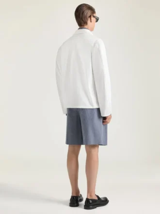 Veste à coutures couture en denim brodé « Givenchy Paris »