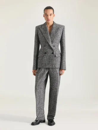 Veste croisée en laine mélangée à chevrons