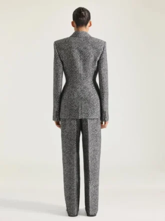 Veste croisée en laine mélangée à chevrons