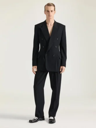 Veste croisée en twill de laine