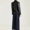 Veste croisée fendue en cuir Veste croisée fendue en cuir