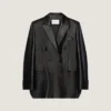 Veste croisée fendue en cuir Veste croisée fendue en cuir
