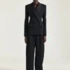 Veste de smoking croisée en laine
