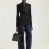 Veste de smoking croisée en laine