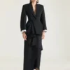 Jupe longue portefeuille en laine et mohair Jupe longue portefeuille en laine et mohair