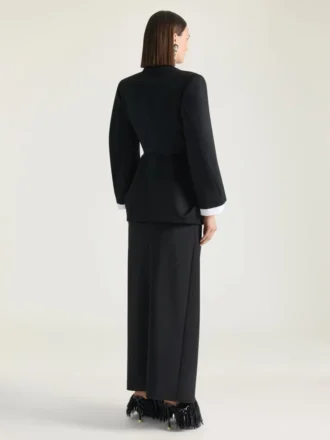 Jupe longue portefeuille en laine et mohair