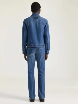 Veste en denim bleu moyen