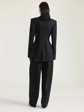 Veste fendue à double boutonnage en laine