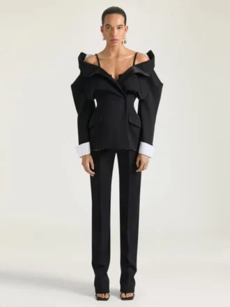 Veste fendue à simple boutonnage en laine Grain de Poudre