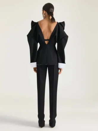Veste fendue à simple boutonnage en laine Grain de Poudre