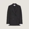 Veste rayée à double boutonnage en laine Veste rayée à double boutonnage en laine