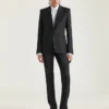 Veste rayée à simple boutonnage en laine Veste rayée à simple boutonnage en laine