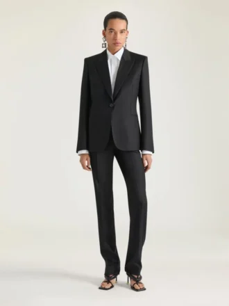 Veste rayée à simple boutonnage en laine