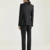 Veste rayée à simple boutonnage en laine Veste rayée à simple boutonnage en laine