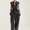 Pantalon à double pli en cuir Pantalon à double pli en cuir