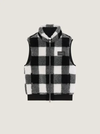 Veste sans manches en polaire à carreaux