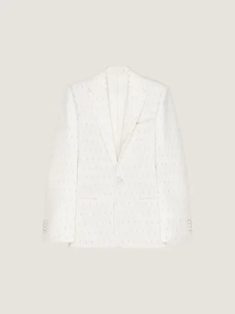 Veste à simple boutonnage ornée en laine et mohair
