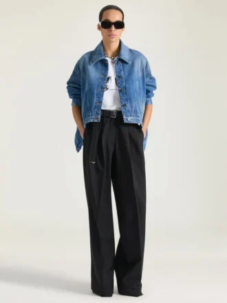 Veste trapèze en denim bleu moyen