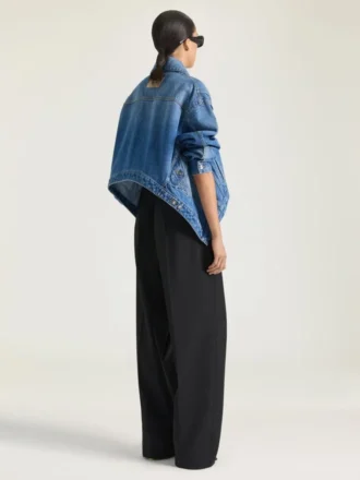 Veste trapèze en denim bleu moyen