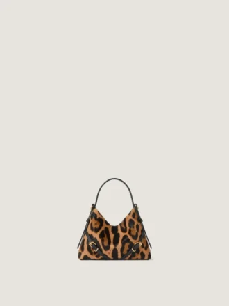 Voyou Bag en cuir effet poney avec motif léopard