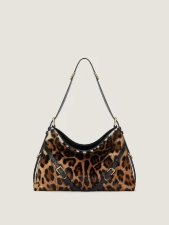 Voyou Bag moyen en cuir effet poney avec motif léopard